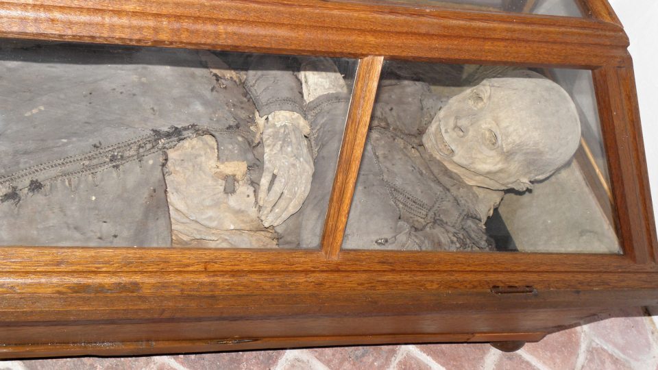 Mumifikované tělo člena rodu Gryspeků. Foto z roku 2015
