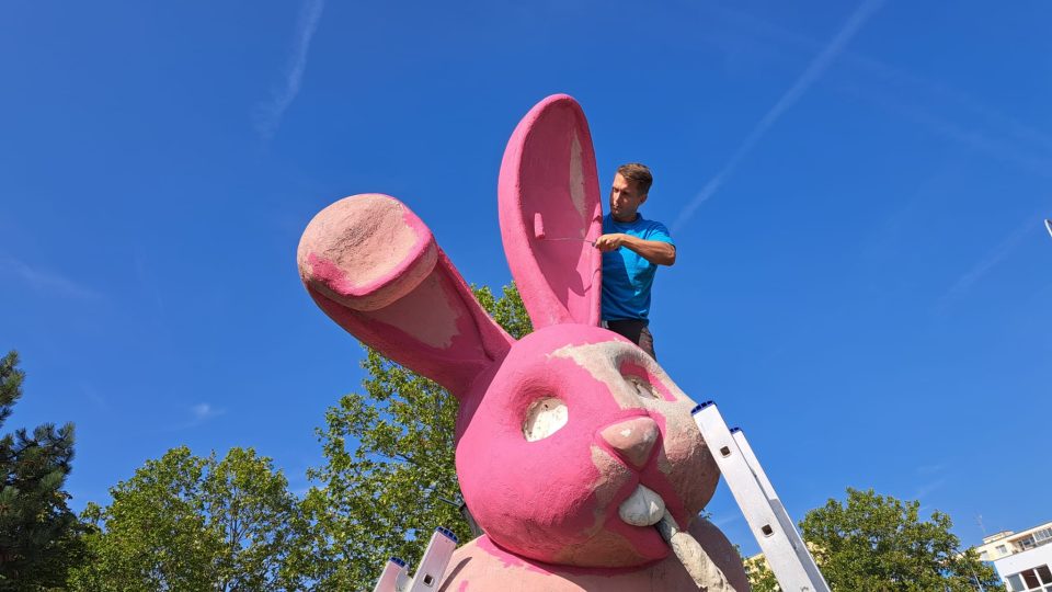 Renovace růžového králíka v Plzni na Košutce
