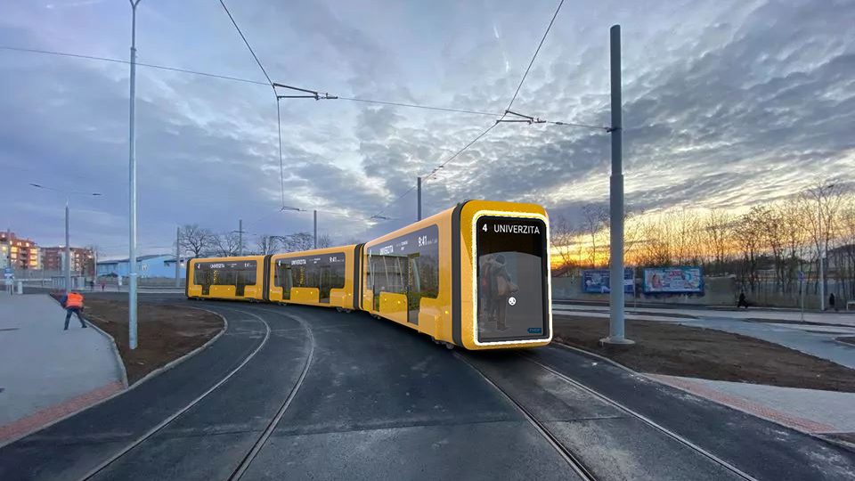 Vizualizace studentských návrhů autonomních tramvají - tramvaj jako umělecký objekt, od autorů Tomáše Cibulky a Terezy Machů