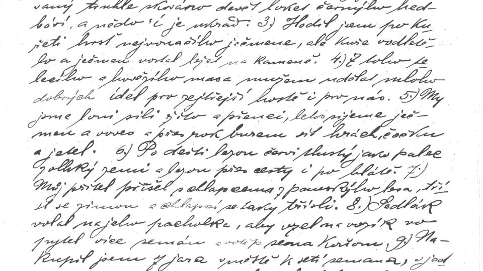 Ukázka rukopisného zápisu nářečí (vzorových vět) ze Sulislavi, rok 1894