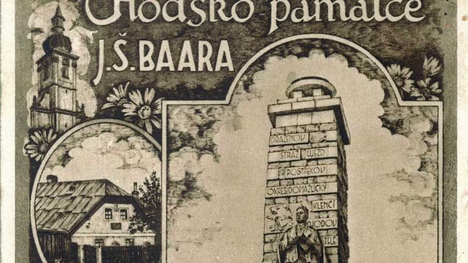 Historická pohlednice památníku J. Š. Baara