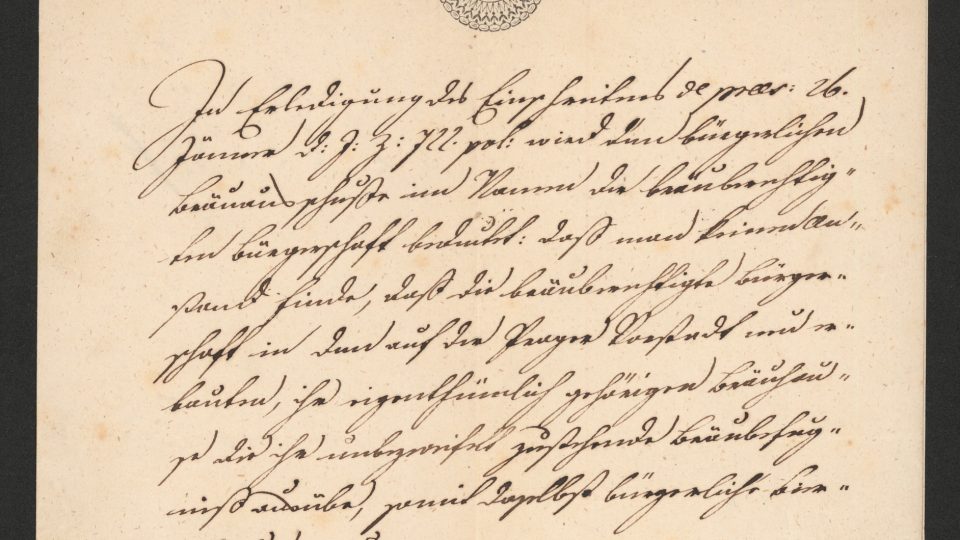 Povolení vaření piva, 1842-1846 | foto: archiv společnosti Plzeňský Prazdroj Povolení vaření piva,1842-1846